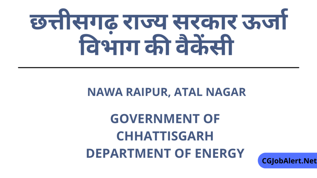 GOVERNMENT OF CHHATTISGARH DEPARTMENT OF ENERGY
