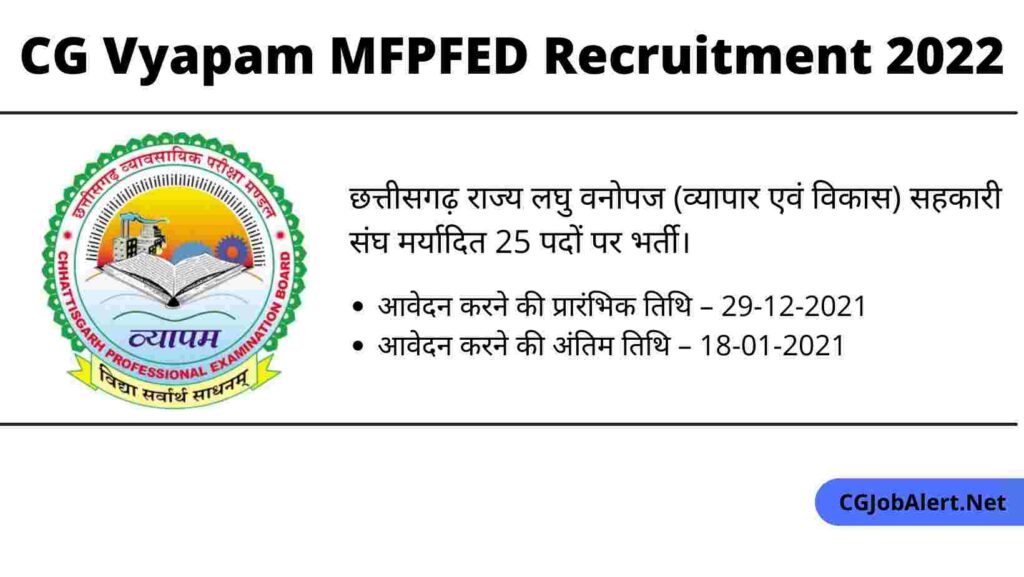 CG Vyapam MFPFED Recruitment 2022