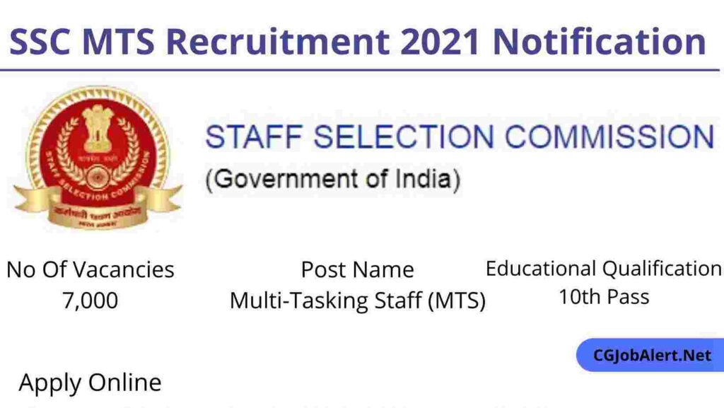 SSC MTS Recruitment 2021 Notification Apply Online