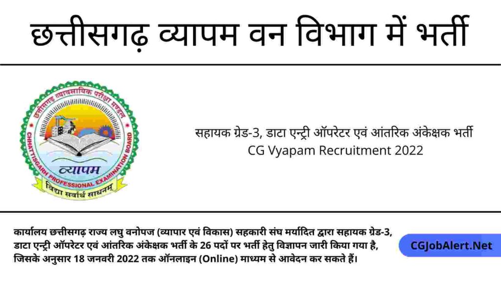 CG Vyapam MFPFED Assistant Grade Recruitment 2022