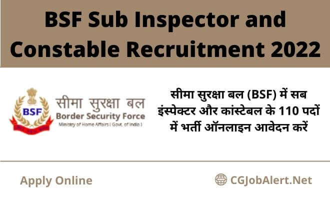 BSF Sub Inspector and Constable Recruitment 2022