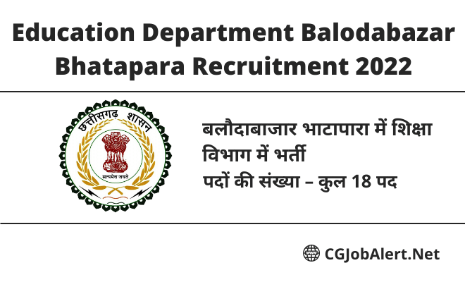 Education Department Balodabazar Bhatapara Recruitment 2022