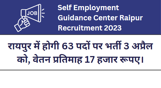 Self Employment Guidance Center Raipur Recruitment 2023