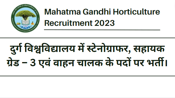 Mahatma Gandhi Horticulture and Forestry University Recruitment 2023